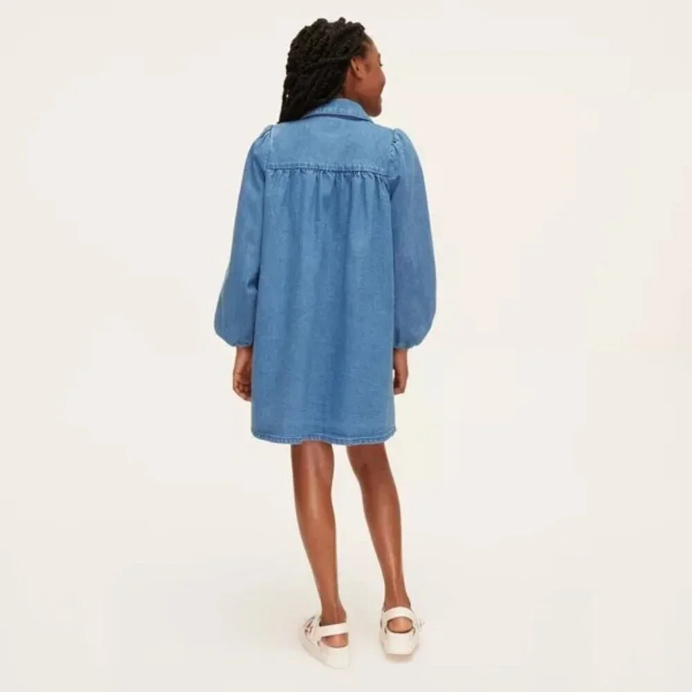 Size XS Girls' Denim Long Sleeve Shirtdress - kate spade new york x Target